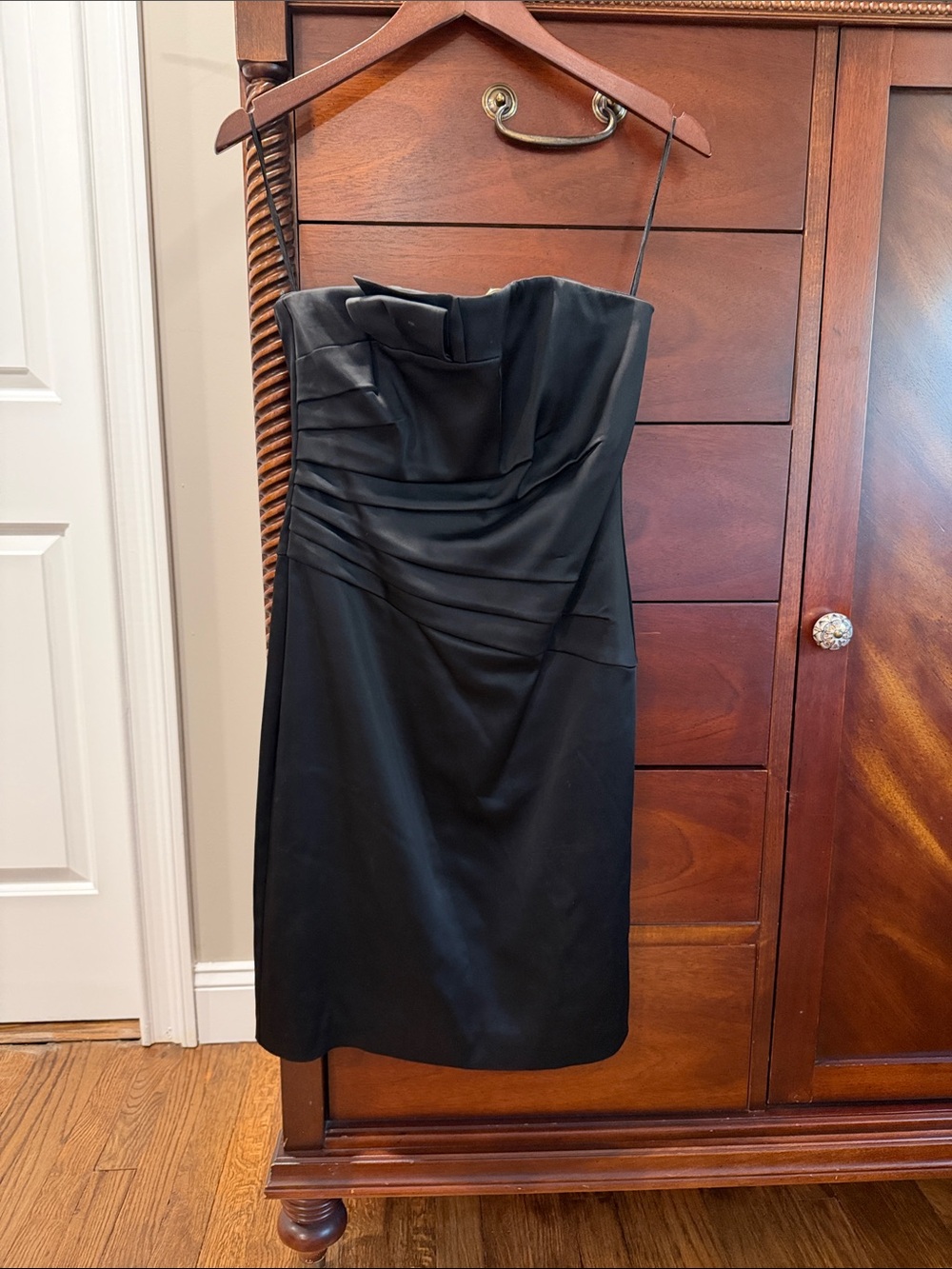 White House Black Market Black Strapless Ruched Sheath Dress